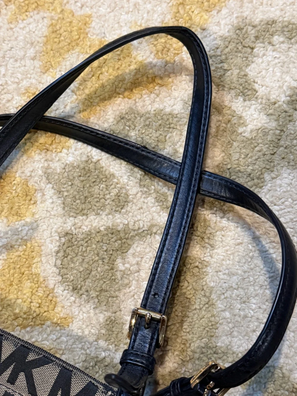 Michael Kors Black Logo & Beige/Tan Tote with Gold Accent and Matching Wristlet - Picture 6 of 16